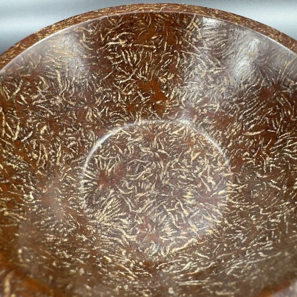 Vintage Permelite Melamine Faux‎ Wood USA Dish Bowl Marked On Bottom Set 2 Pcs